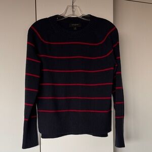 Banana Republic Dark Blue and Red Striped Crewneck Sweater